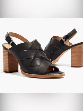Madewell The Cindy Black Leather Sandals